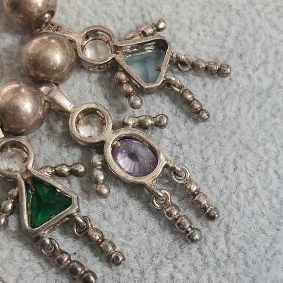 Vintage Sterling Silver necklace with birthstone boy and girl charms - Picture 9 of 12